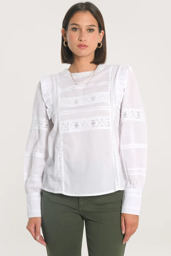 KOOKAÏ BLOUSE DENTELLE LEA Blanc Sale