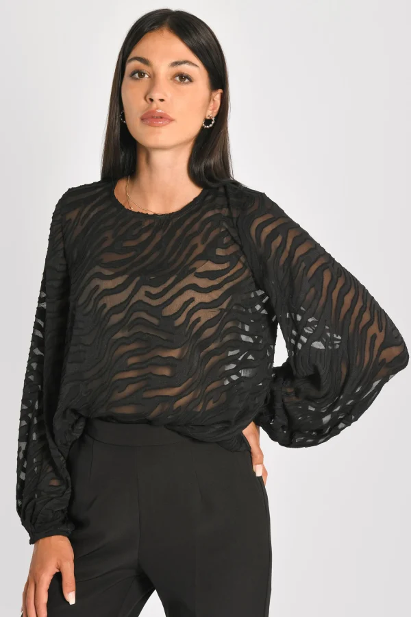 KOOKAÏ BLOUSE ZEBRE PENNY Noir Outlet