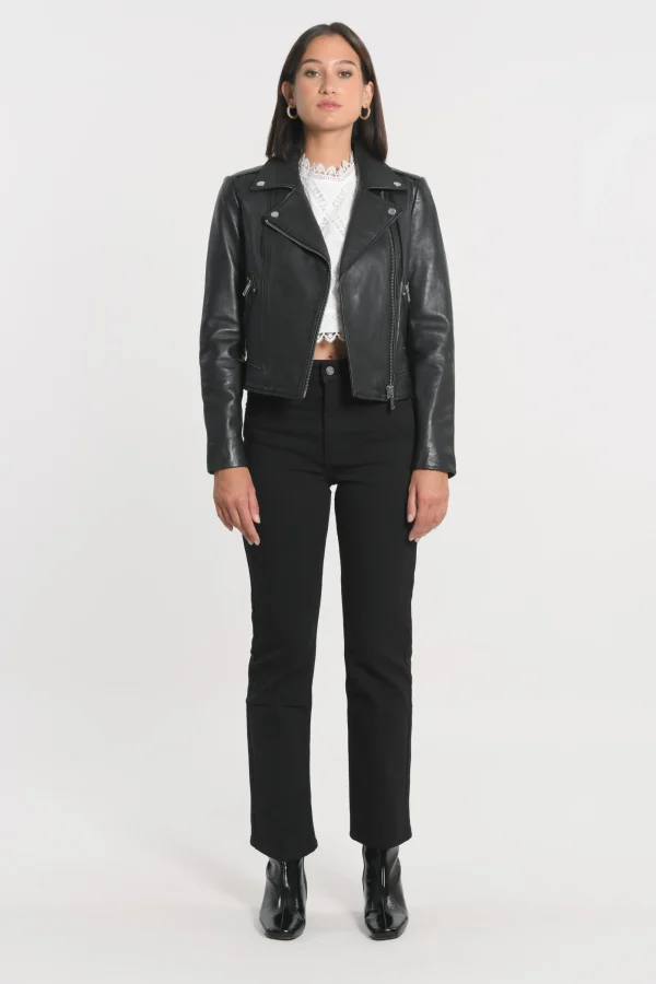 KOOKAÏ BLOUSON PERFECTO CUIR ROCK Black Sale