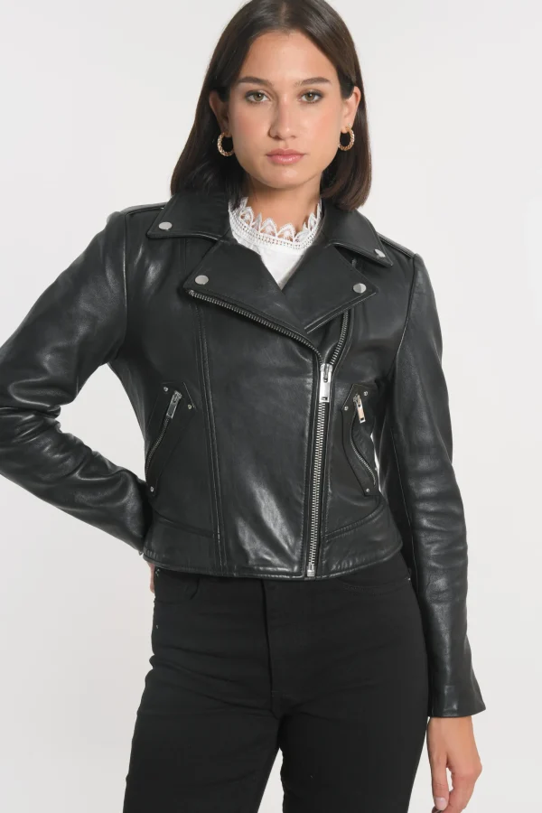 KOOKAÏ BLOUSON PERFECTO CUIR ROCK Black Sale