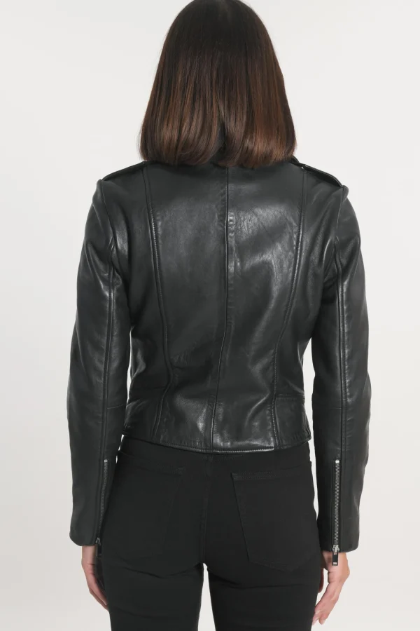 KOOKAÏ BLOUSON PERFECTO CUIR ROCK Black Sale