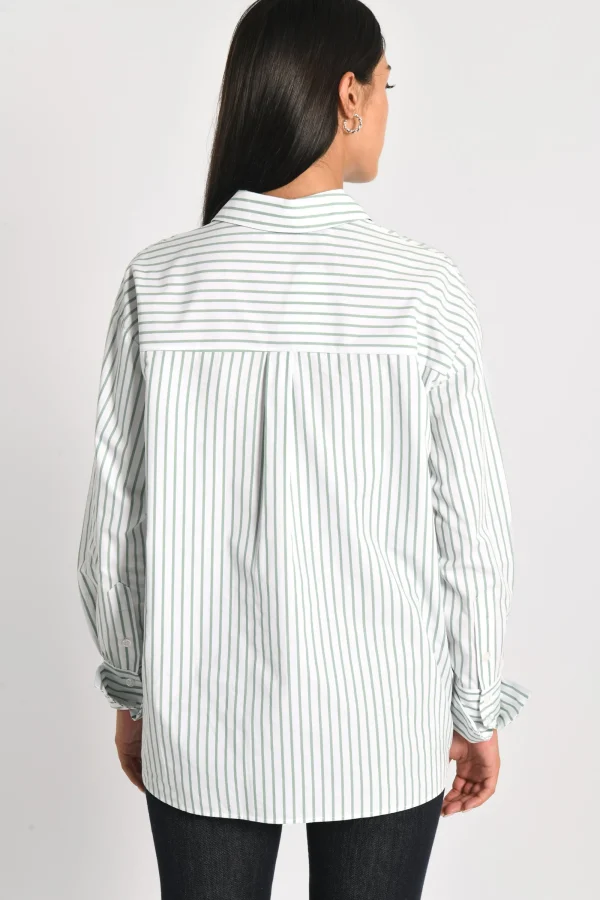 KOOKAÏ CHEMISE À FINES RAYURES RITA BLANC/VERT Blancvert Hot