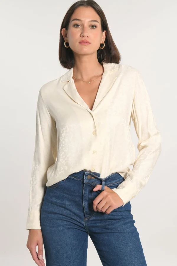 KOOKAÏ CHEMISE JACQUARD EFFET SOIE CALLISTE CRÉME Creme Flash Sale