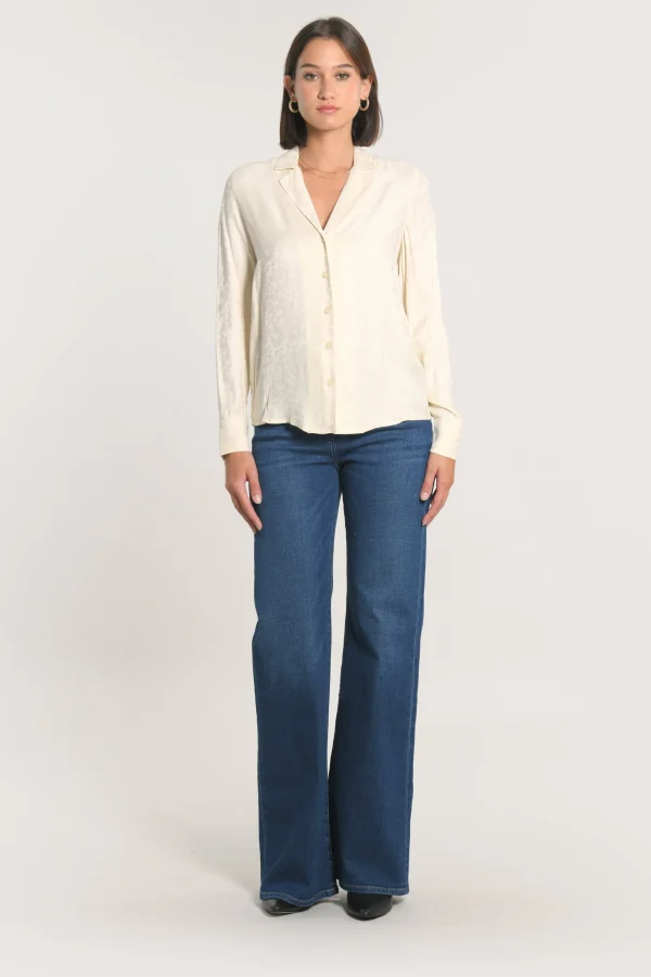 KOOKAÏ CHEMISE JACQUARD EFFET SOIE CALLISTE CRÉME Creme Flash Sale