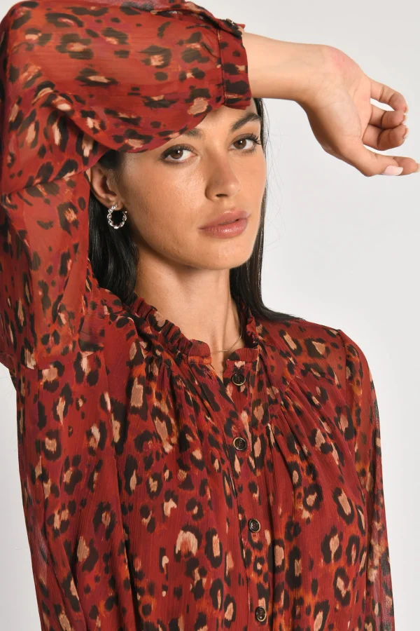 KOOKAÏ CHEMISE LÉOPARD MINA Bordeaux Cheap
