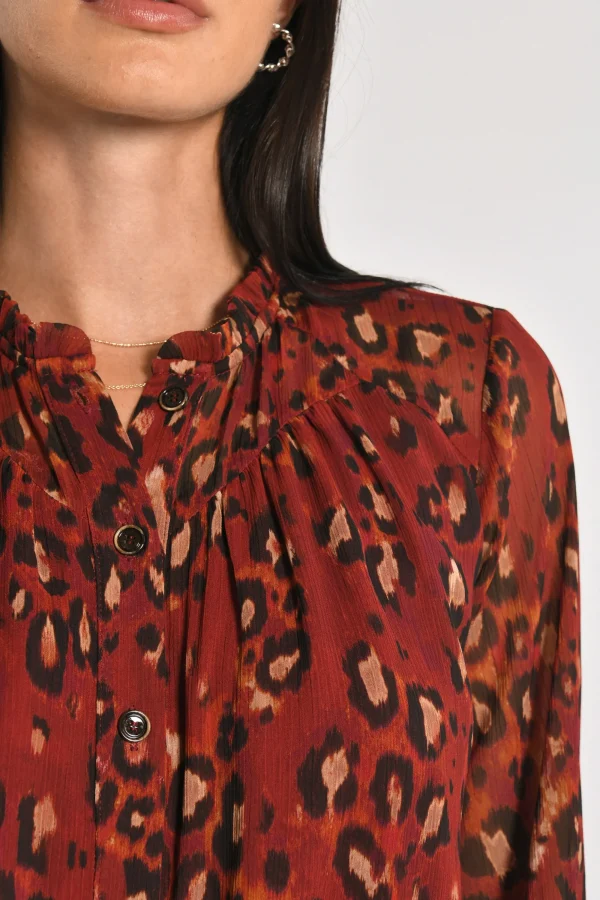 KOOKAÏ CHEMISE LÉOPARD MINA Bordeaux Cheap