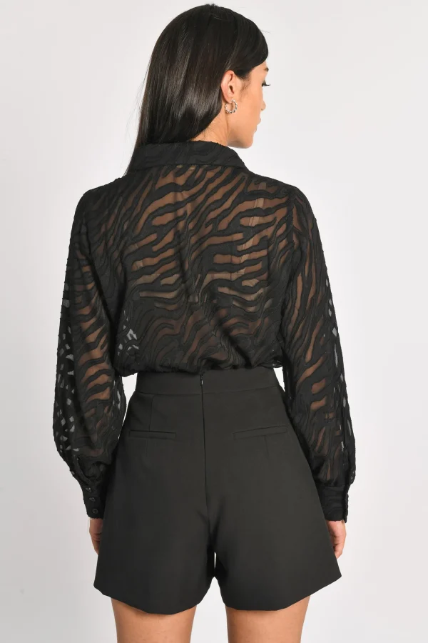 KOOKAÏ CHEMISE MAILLE DÉVORÉE ZÈBRE PENNY Noir Sale