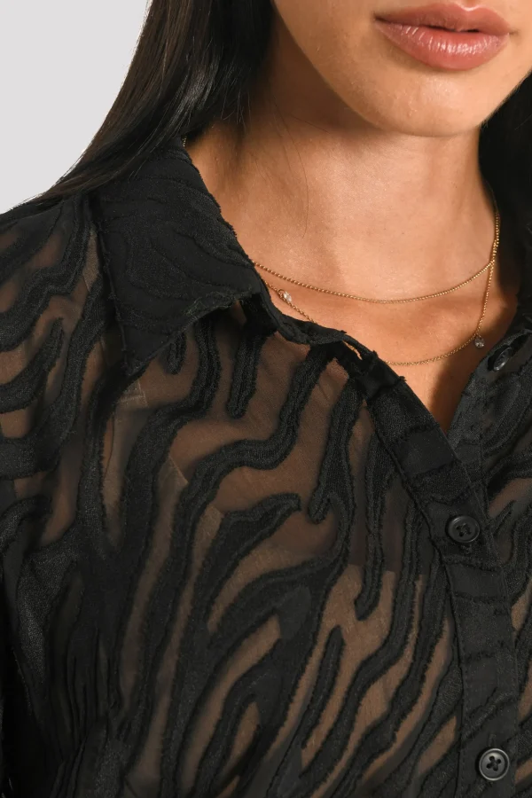 KOOKAÏ CHEMISE MAILLE DÉVORÉE ZÈBRE PENNY Noir Sale