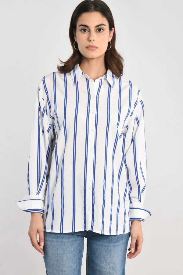 KOOKAÏ CHEMISE RAYURES HEATHER BLANC/BLEU Blancbleu Sale