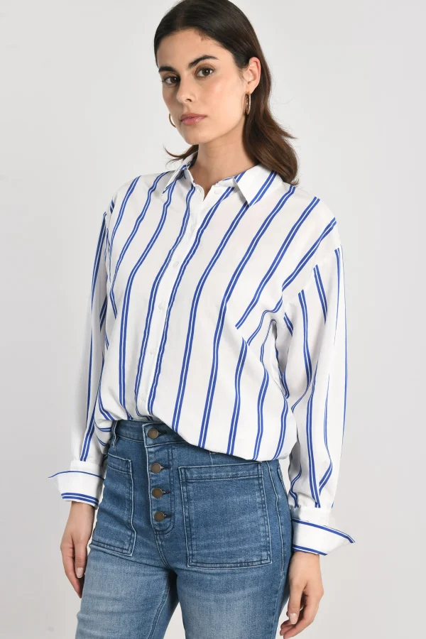 KOOKAÏ CHEMISE RAYURES HEATHER BLANC/BLEU Blancbleu Sale