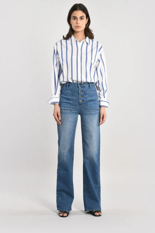 KOOKAÏ CHEMISE RAYURES HEATHER BLANC/BLEU Blancbleu Sale