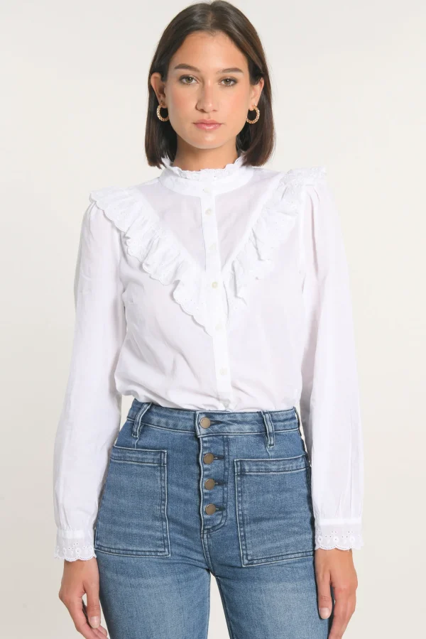 KOOKAÏ CHEMISIER EMMA BORDERIES ANGLAISES Blanc New