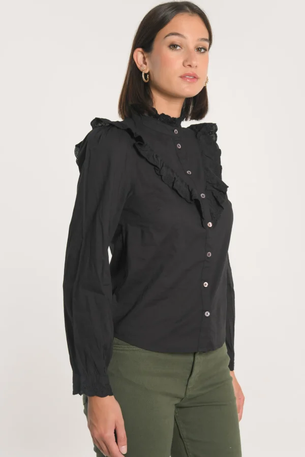 KOOKAÏ CHEMISIER EMMA BRODERIES ANGLAISES Noir Cheap