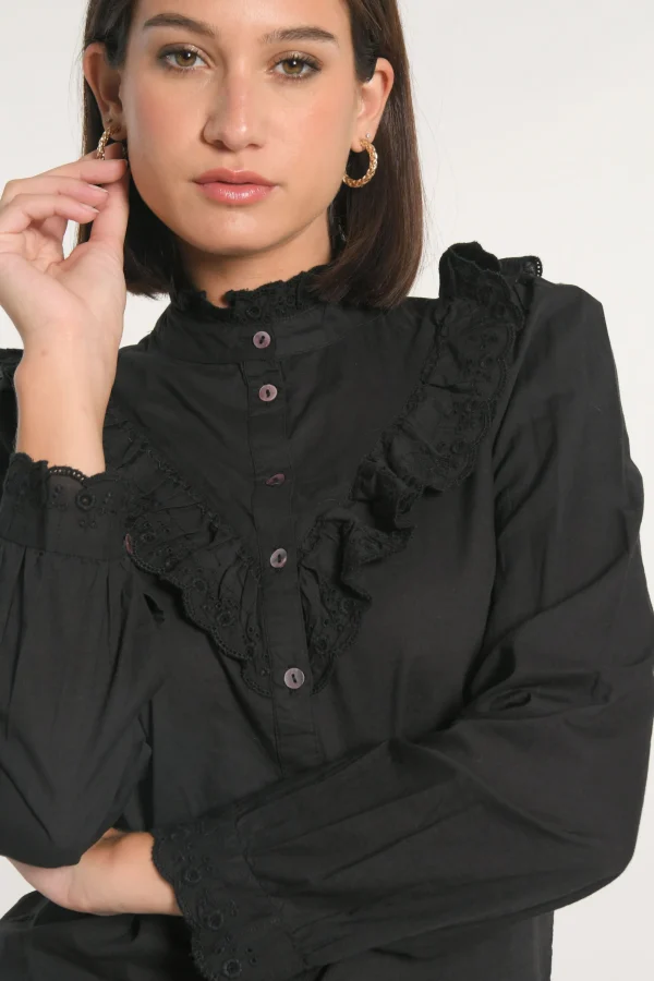 KOOKAÏ CHEMISIER EMMA BRODERIES ANGLAISES Noir Cheap