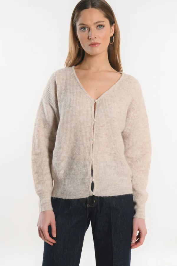 KOOKAÏ GILET COURT - SOLANGE - BEIGE CHINE Beigechine Flash Sale