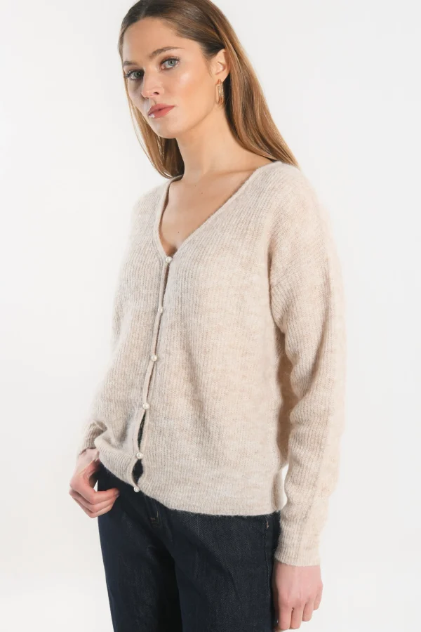 KOOKAÏ GILET COURT - SOLANGE - BEIGE CHINE Beigechine Flash Sale