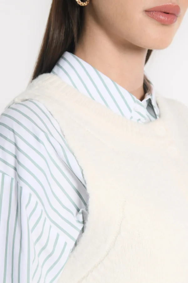 KOOKAÏ GILET JOANA Ecru Discount