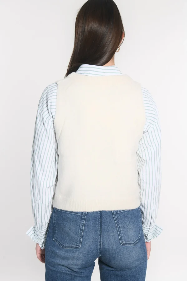 KOOKAÏ GILET JOANA Ecru Discount