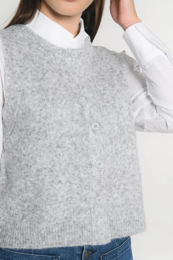 KOOKAÏ GILET JOANA GRIS CHINÉ Grischine Cheap