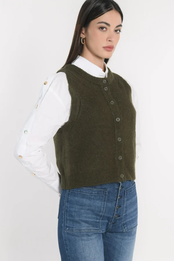 KOOKAÏ GILET JOANA Kaki Cheap