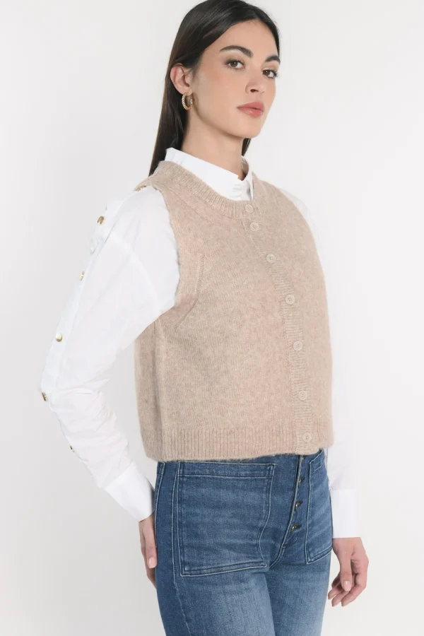 KOOKAÏ GILET JOANA TAUPE CHINÉ Taupechine Outlet