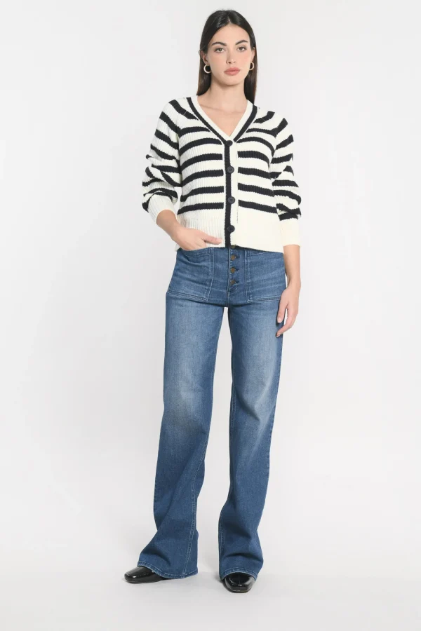 KOOKAÏ GILET MARIN Ecru/marine Shop