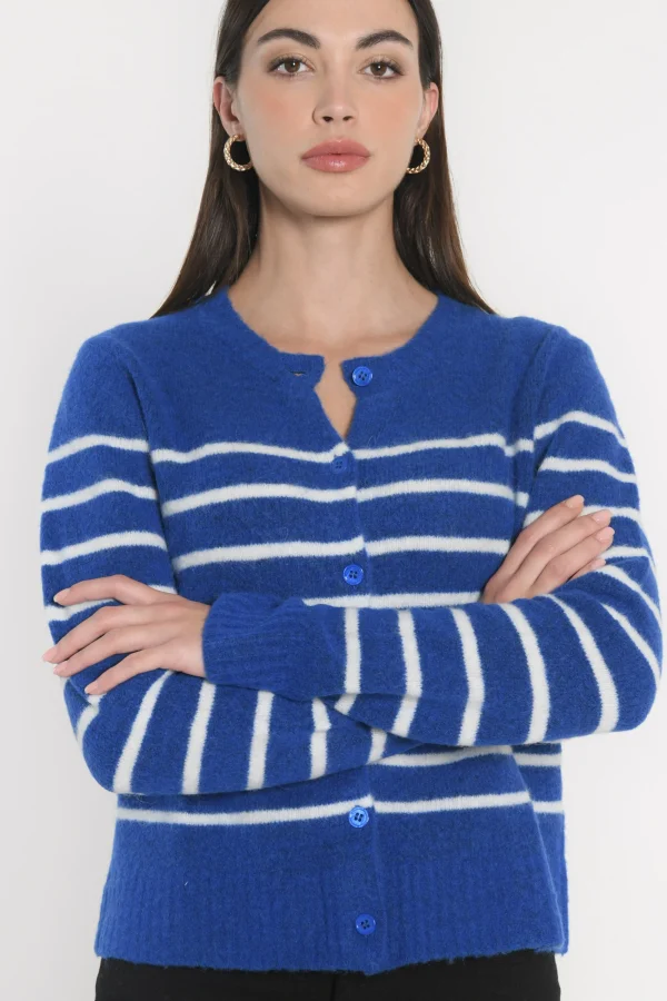 KOOKAÏ GILET MARINIÈRE CONNIE Cobalt/ecru Fashion