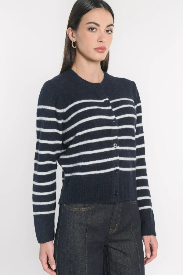 KOOKAÏ GILET MARINIÈRE CONNIE Ecru/marine Flash Sale