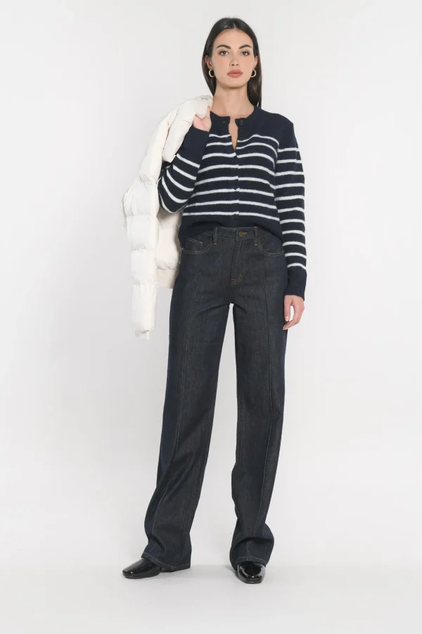 KOOKAÏ GILET MARINIÈRE CONNIE Ecru/marine Flash Sale