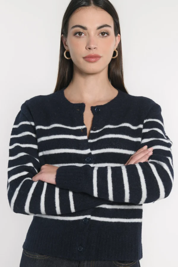 KOOKAÏ GILET MARINIÈRE CONNIE Ecru/marine Flash Sale