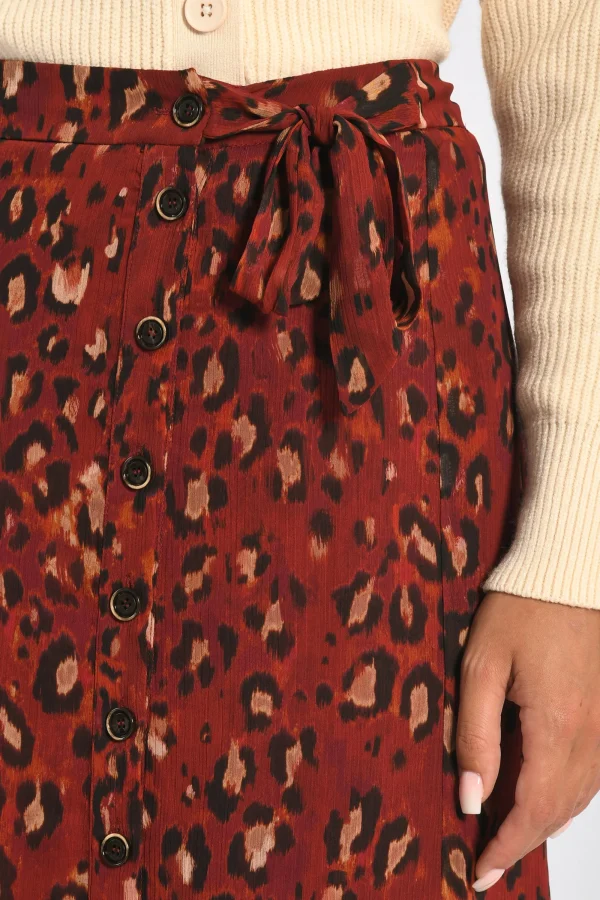 KOOKAÏ JUPE LONGUE LÉOPARD MINA Bordeaux Discount