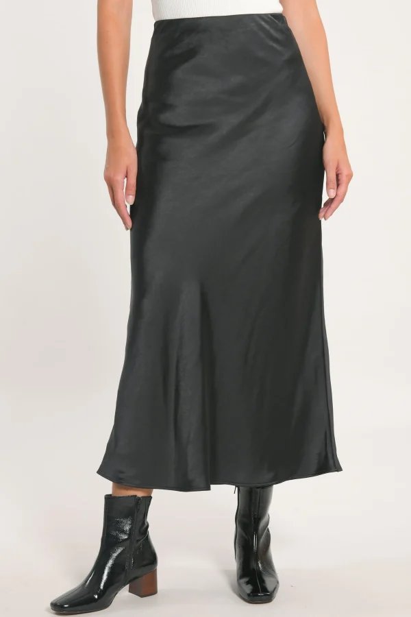 KOOKAÏ JUPE LONGUE SIA SATIN Noir Best Sale