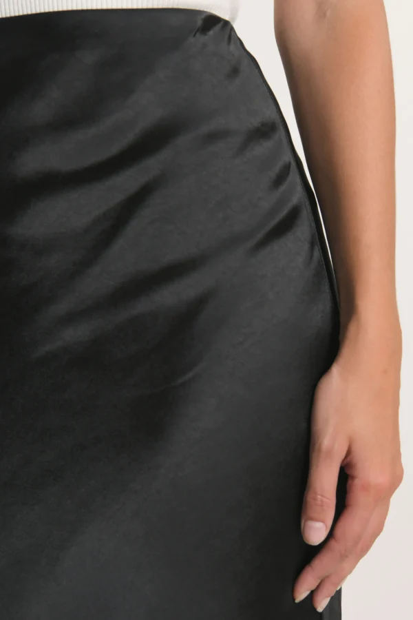 KOOKAÏ JUPE LONGUE SIA SATIN Noir Best Sale