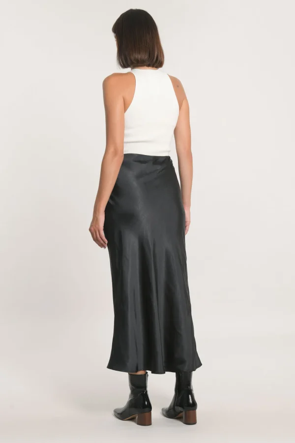KOOKAÏ JUPE LONGUE SIA SATIN Noir Best Sale