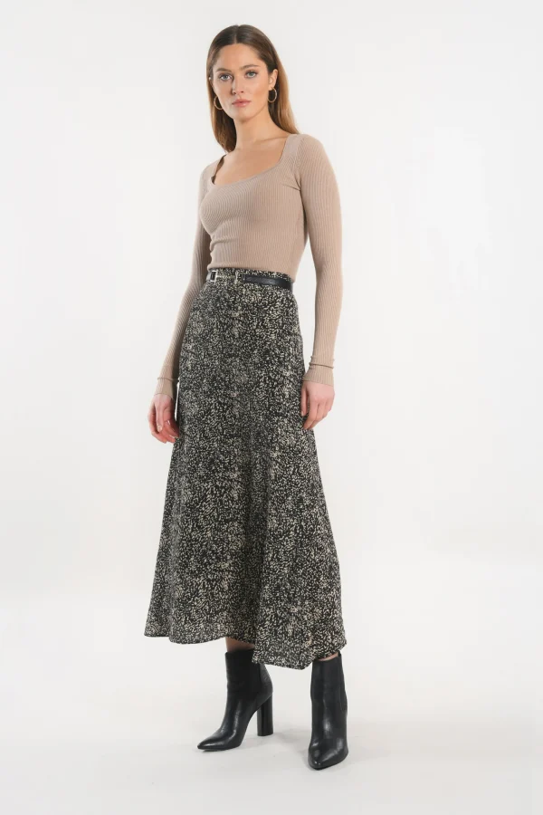 KOOKAÏ JUPE MIDI - BIANCA - Noir Hot