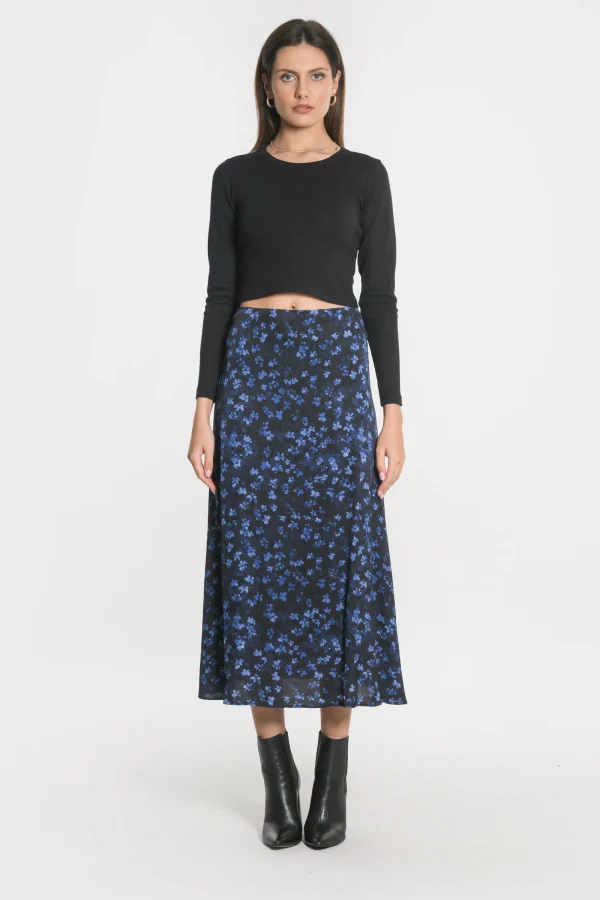 KOOKAÏ JUPE MIDI CAMILLE Marine Hot