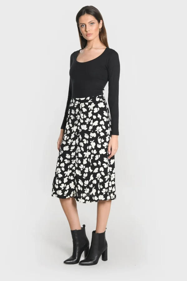 KOOKAÏ JUPE MIDI CARMEN Noir/blanc Discount