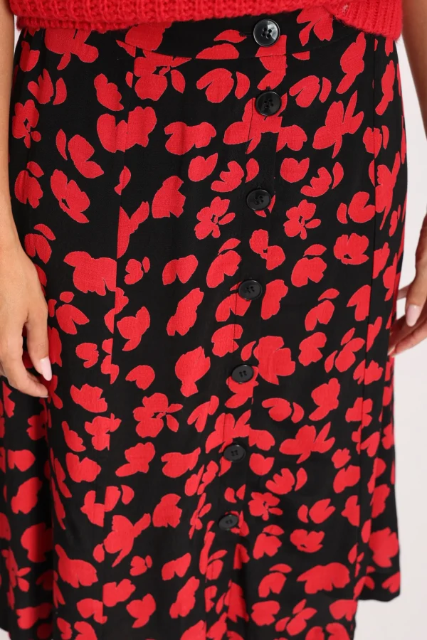 KOOKAÏ JUPE MIDI CARMEN Noir/rouge Cheap