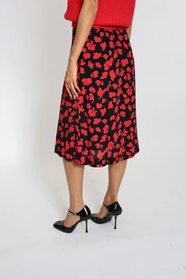 KOOKAÏ JUPE MIDI CARMEN Noir/rouge Cheap