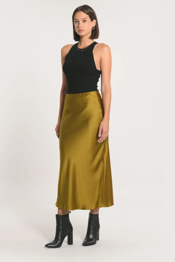 KOOKAÏ JUPE MIDI PATTY SATIN Bronze Outlet