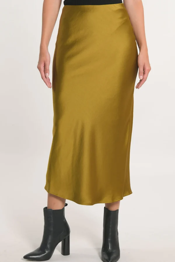 KOOKAÏ JUPE MIDI PATTY SATIN Bronze Outlet