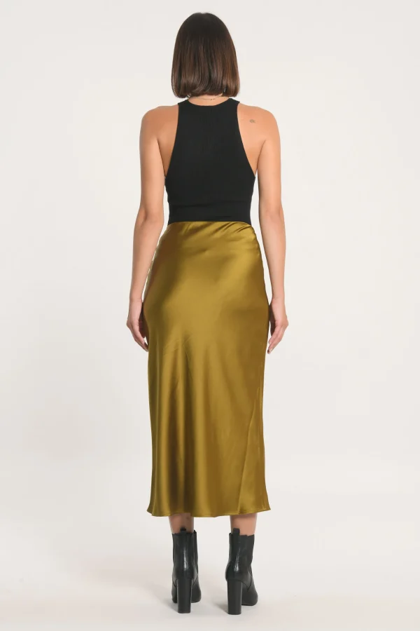 KOOKAÏ JUPE MIDI PATTY SATIN Bronze Outlet