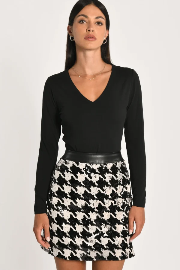 KOOKAÏ JUPE SEQUIN DALIDA Black/white Hot