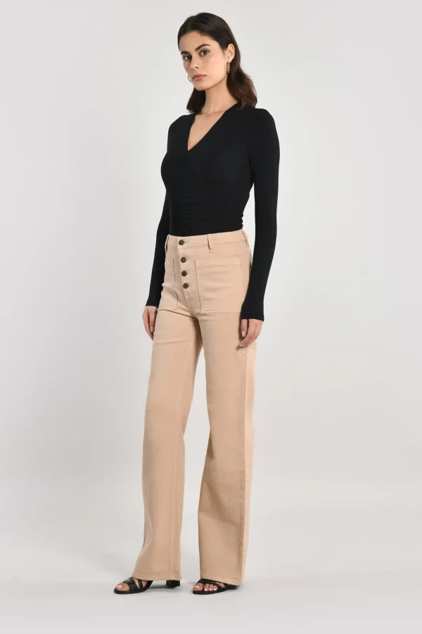 KOOKAÏ PANTALON FLARE THADEE Camel Cheap