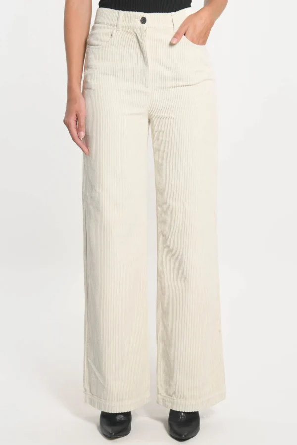 KOOKAÏ PANTALON FLARE VELOURS SUZANNE CLAIR Beige Discount