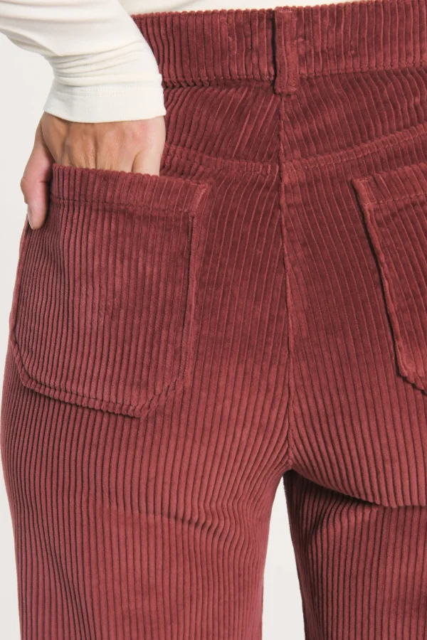 KOOKAÏ PANTALON FLARE VELOURS SUZANNE Bordeaux Hot
