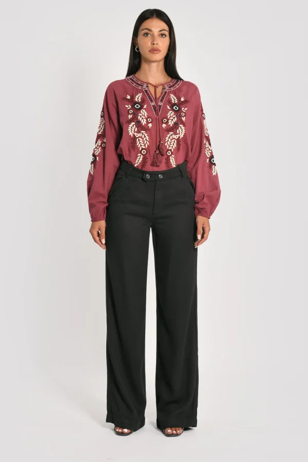 KOOKAÏ PANTALON LARGE TENCEL SUN Noir New