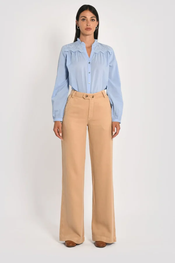 KOOKAÏ PANTALON LARGE TENCEL SUN Beige Hot