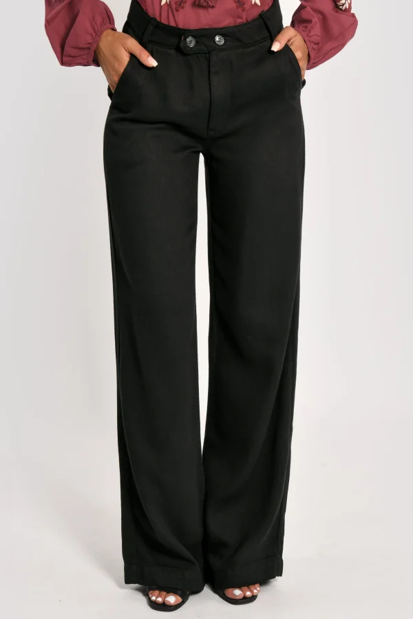 KOOKAÏ PANTALON LARGE TENCEL SUN Noir New