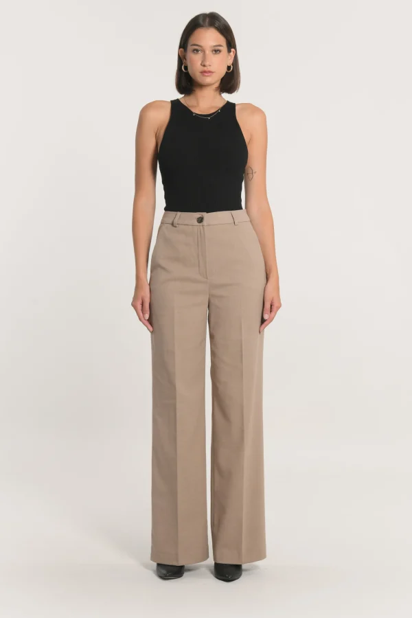 KOOKAÏ PANTALON TAILLEUR LARGE MACHA Beige Best Sale